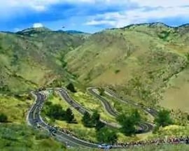 Lookout Mountain road with green hills